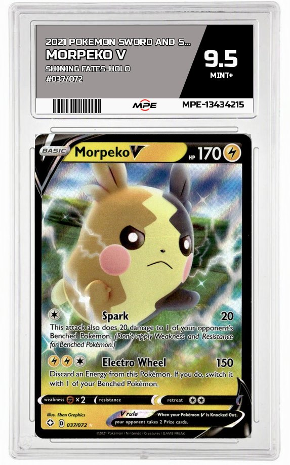 2021 POKEMON SWORD AND SHIELD SHINING FATES-HOLO #037/072 MORPEKO V MPE 9.5 MINT+ — graded card auctioned from the MPE vault