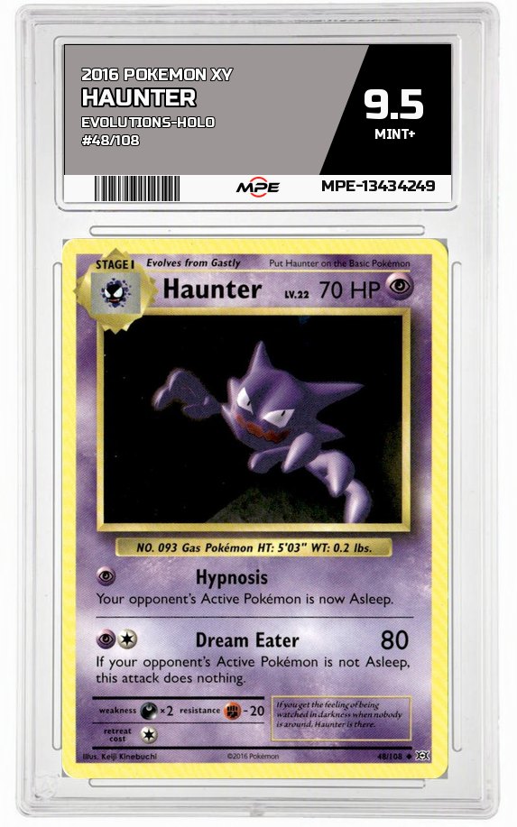 2016 POKEMON XY EVOLUTIONS-HOLO #48/108 HAUNTER MPE 9.5 MINT+ — graded card auctioned from the MPE vault