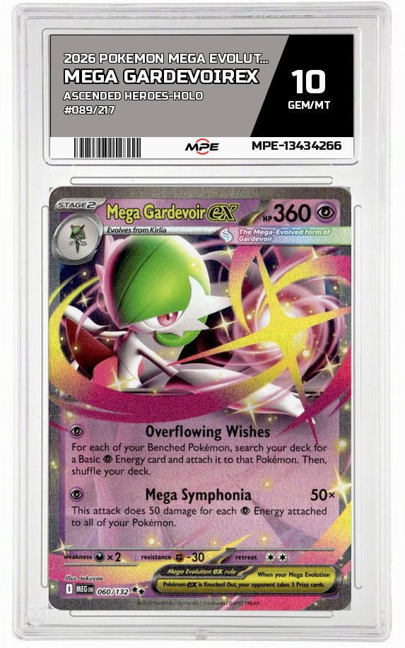 2026 POKEMON MEGA EVOLUTION ASCENDED HEROES-HOLO #089/217 Mega GardevoirEX MPE 10 GEM/MT — graded card auctioned from the MPE vault