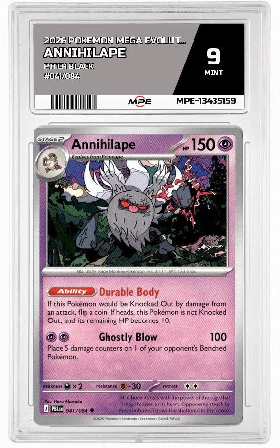 2026 POKEMON MEGA EVOLUTION PITCH BLACK #041/084 Annihilape MPE 9 MINT — graded card auctioned from the MPE vault