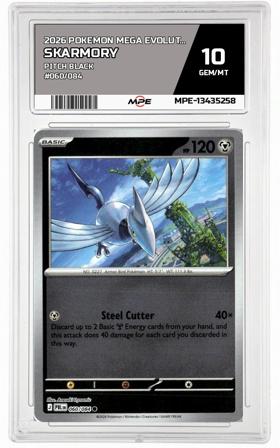 2026 POKEMON MEGA EVOLUTION PITCH BLACK #060/084 Skarmory MPE 10 GEM/MT — graded card auctioned from the MPE vault