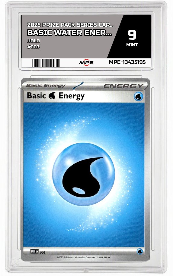 2025 PRIZE PACK SERIES CARDS HOLO #003 BASIC WATER ENERGY MPE 9 MINT — graded card auctioned from the MPE vault