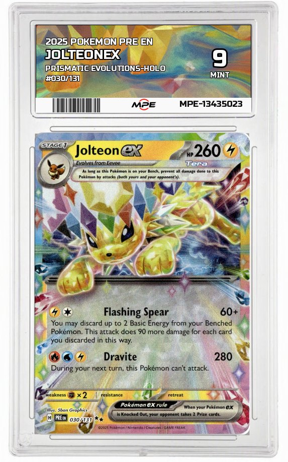 2025 POKEMON PRE EN PRISMATIC EVOLUTIONS-HOLO #030/131 JolteonEX MPE 9 MINT — graded card auctioned from the MPE vault