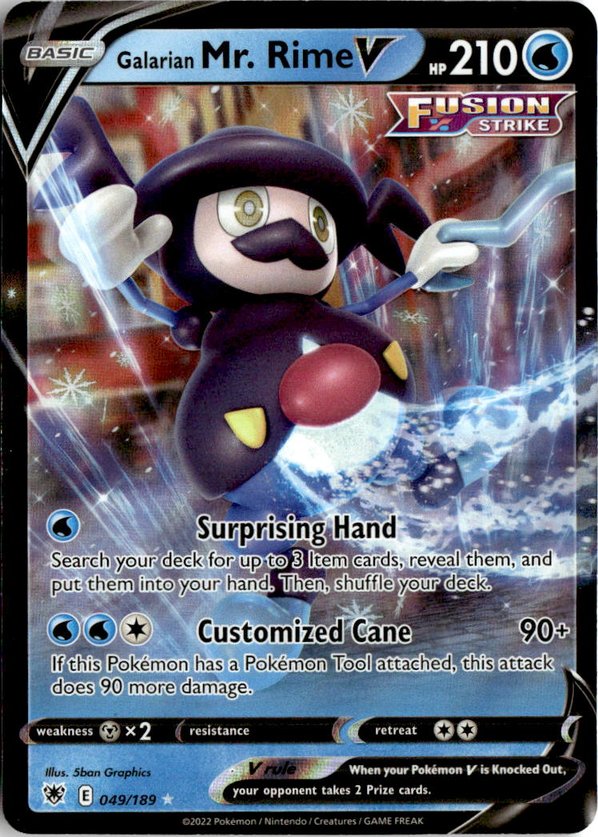 2022 Pokemon Sword And Shield Galarian Mr. Rime V graded slab
