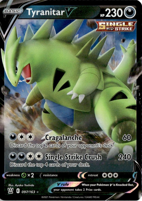 2021 Pokemon Sword And Shield Tyranitar V graded slab