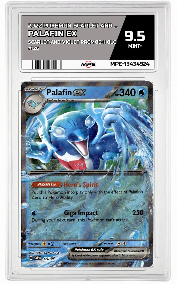 2022 POKEMON SCARLET AND VIOLET SCARLET AND VIOLET PROMOS-HOLO #126 PALAFIN EX MPE 9.5 MINT+ — graded card auctioned from the MPE vault