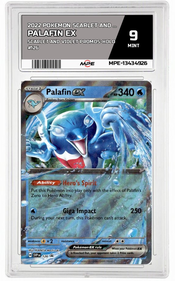 2022 POKEMON SCARLET AND VIOLET SCARLET AND VIOLET PROMOS-HOLO #126 PALAFIN EX MPE 9 MINT — graded card auctioned from the MPE vault