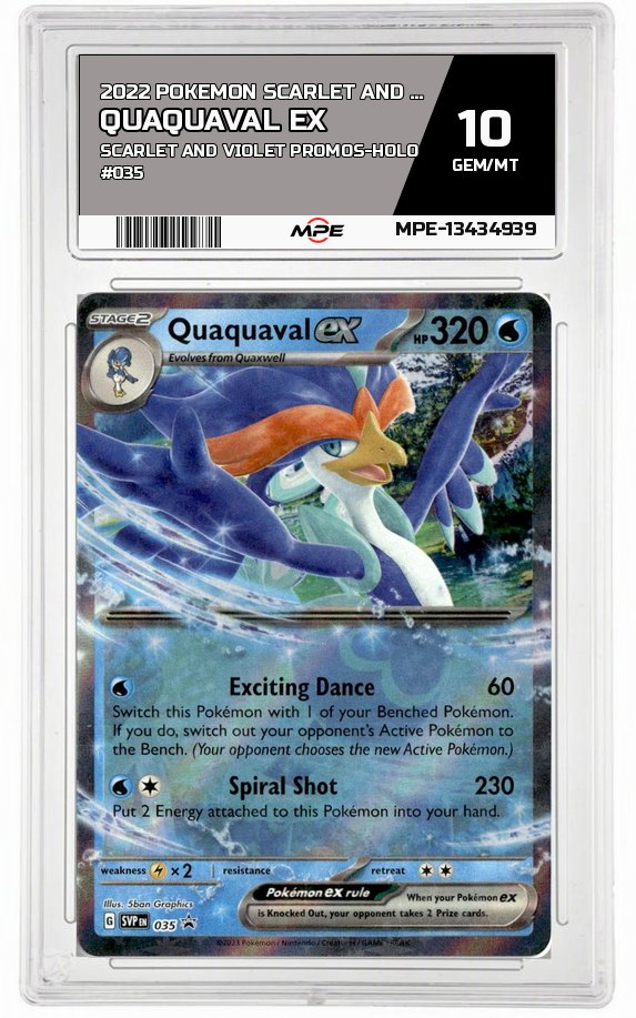 2022 POKEMON SCARLET AND VIOLET SCARLET AND VIOLET PROMOS-HOLO #035 QUAQUAVAL EX MPE 10 GEM/MT — graded card auctioned from the MPE vault
