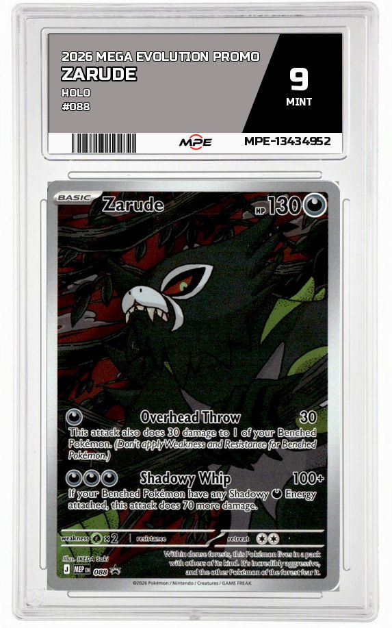 2026 MEGA EVOLUTION PROMO HOLO #088 ZARUDE MPE 9 MINT — graded card auctioned from the MPE vault