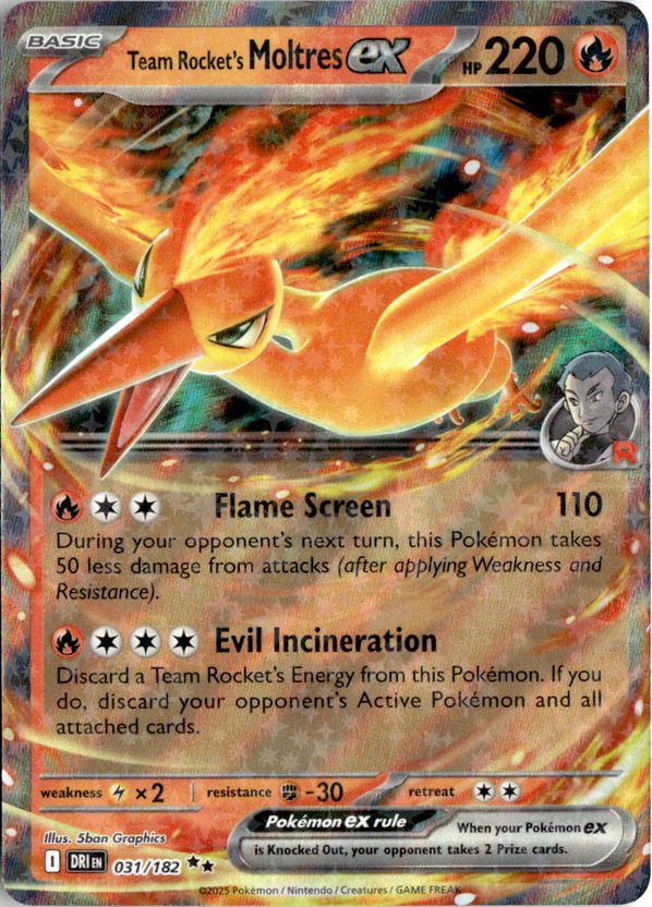 2025 Pokemon Scarlet And Violet Team Rocket's MoltresEX graded slab