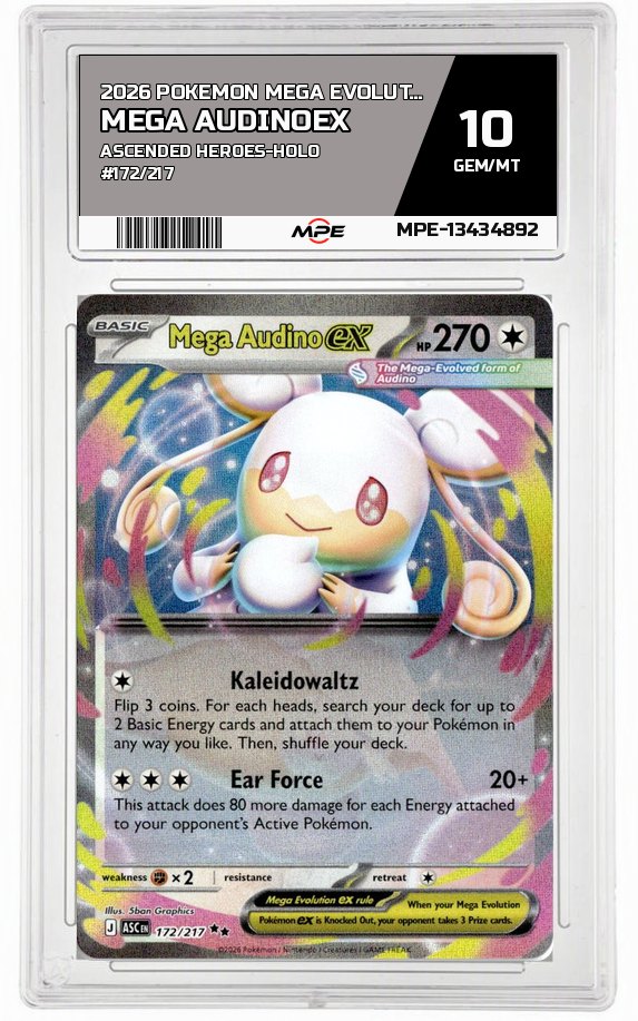 2026 POKEMON MEGA EVOLUTION ASCENDED HEROES-HOLO #172/217 Mega AudinoEX MPE 10 GEM/MT — graded card auctioned from the MPE vault