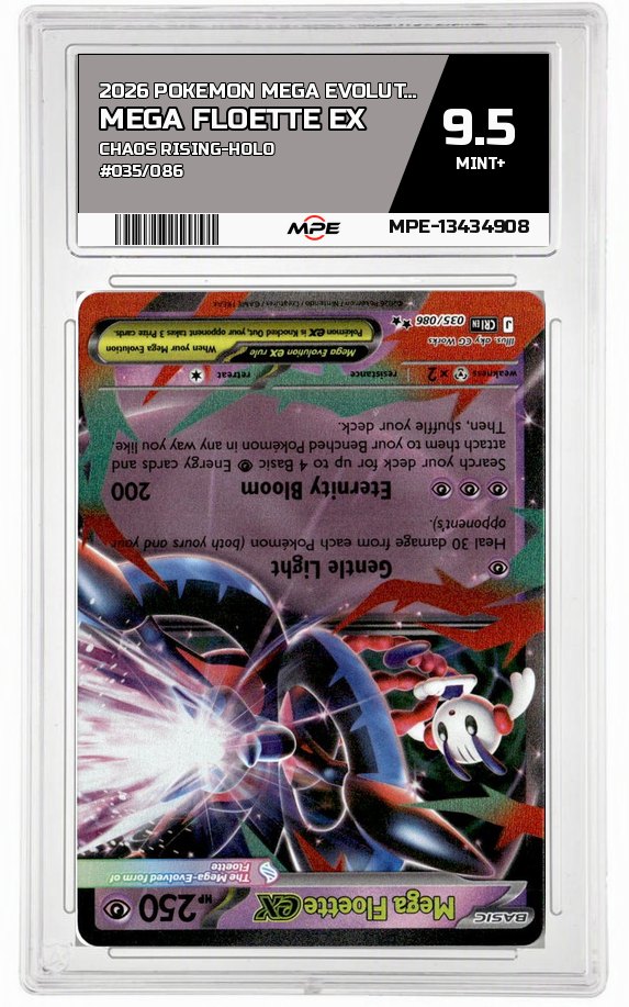 2026 POKEMON MEGA EVOLUTION CHAOS RISING-HOLO #035/086 MEGA FLOETTE EX MPE 9.5 MINT+ — graded card auctioned from the MPE vault