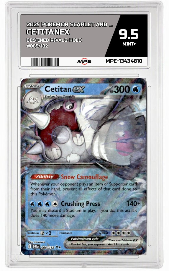 2025 POKEMON SCARLET AND VIOLET DESTINED RIVALS-HOLO #065/182 CetitanEX MPE 9.5 MINT+ — graded card auctioned from the MPE vault