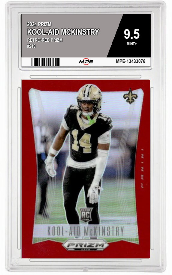 2024 PRIZM RETRO-RED PRIZM #219 KOOL-AID MCKINSTRY MPE 9.5 MINT+ — graded card auctioned from the MPE vault