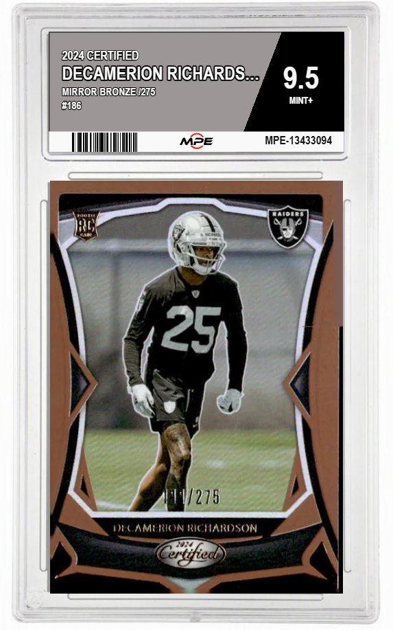 2024 CERTIFIED Mirror Bronze /275 #186 DECAMERION RICHARDSON MPE 9.5 MINT+ — graded card auctioned from the MPE vault