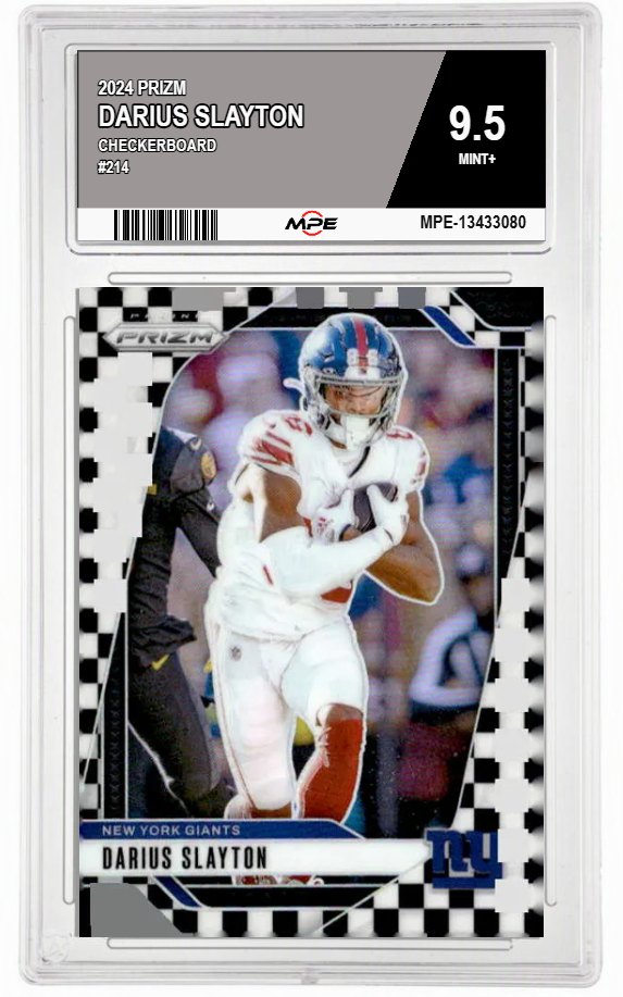 2024 PRIZM CHECKERBOARD #214 DARIUS SLAYTON MPE 9.5 MINT+ — graded card auctioned from the MPE vault