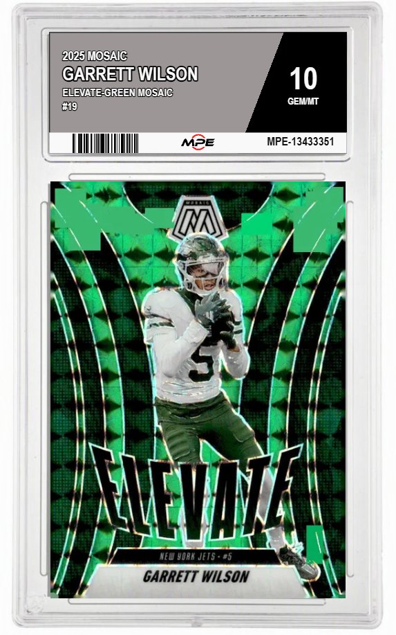 2025 MOSAIC ELEVATE-GREEN MOSAIC #19 GARRETT WILSON MPE 10 GEM/MT — graded card auctioned from the MPE vault