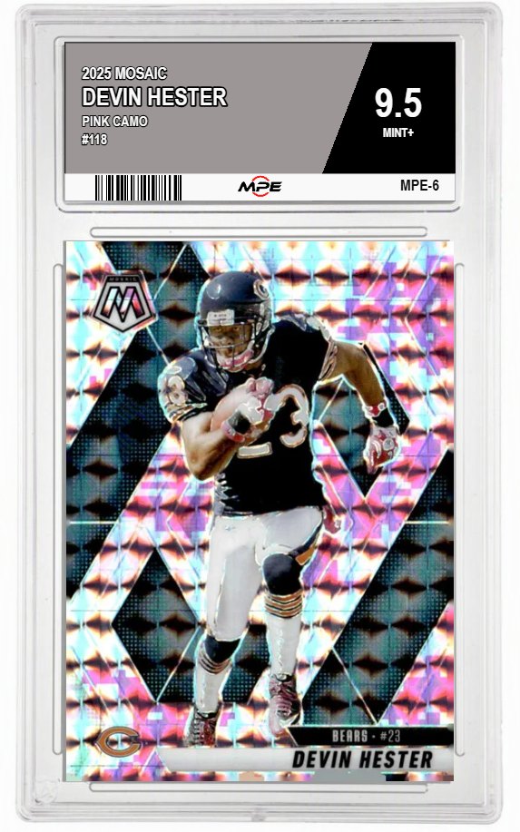 2025 MOSAIC PINK CAMO #118 DEVIN HESTER MPE 9.5 MINT+ — graded card auctioned from the MPE vault