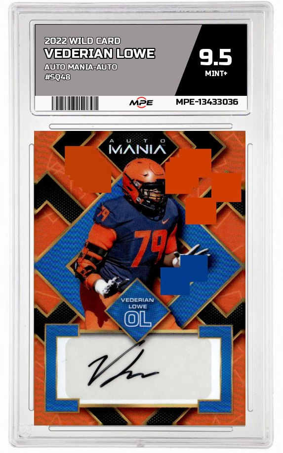2022 WILD CARD AUTO MANIA-AUTO #SQ48 VEDERIAN LOWE MPE 9.5 MINT+ — graded card auctioned from the MPE vault