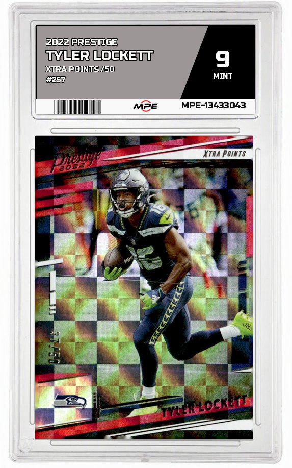 2022 PRESTIGE XTRA POINTS /50 #257 TYLER LOCKETT MPE 9 MINT — graded card auctioned from the MPE vault