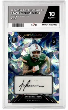 2025 WILD CARD METALLIX LIVE Green Cracked Ice #2025 XAVIER RESTREPO MPE 10 GEM/MT — graded card up for auction