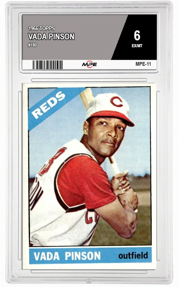 1966 TOPPS #180 VADA PINSON MPE 6 EX/MT — graded card auctioned from the MPE vault