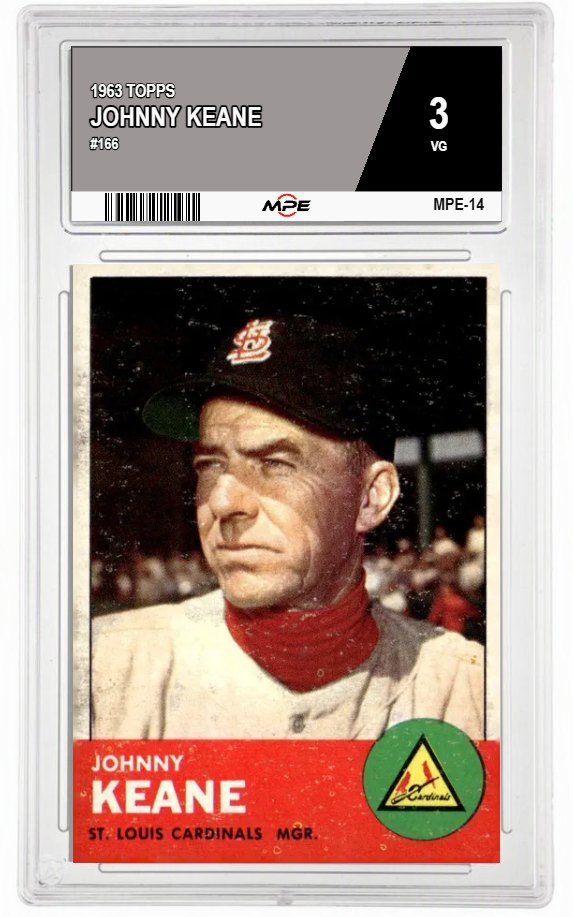 1963 TOPPS #166 JOHNNY KEANE MPE 3 VG — graded card auctioned from the MPE vault