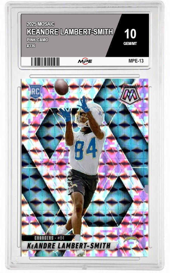 2025 MOSAIC PINK CAMO #336 KEANDRE LAMBERT-SMITH MPE 10 GEM/MT — graded card auctioned from the MPE vault