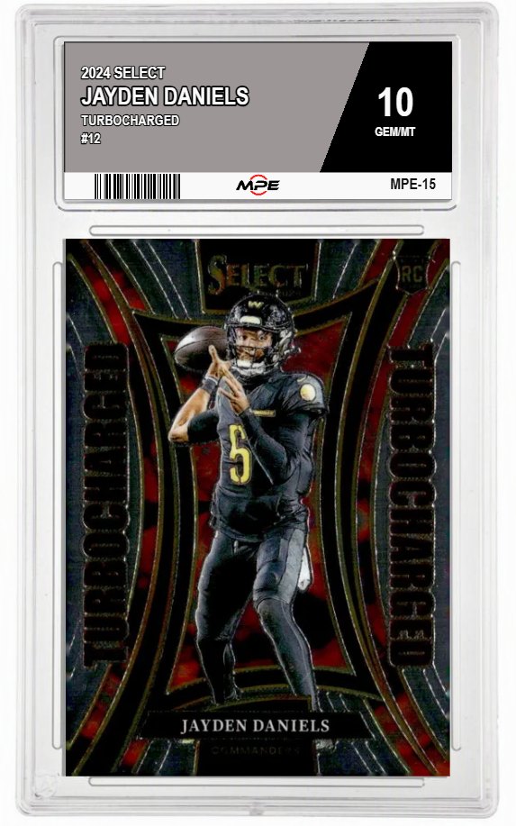 2024 SELECT TURBOCHARGED #12 JAYDEN DANIELS MPE 10 GEM/MT — graded card auctioned from the MPE vault