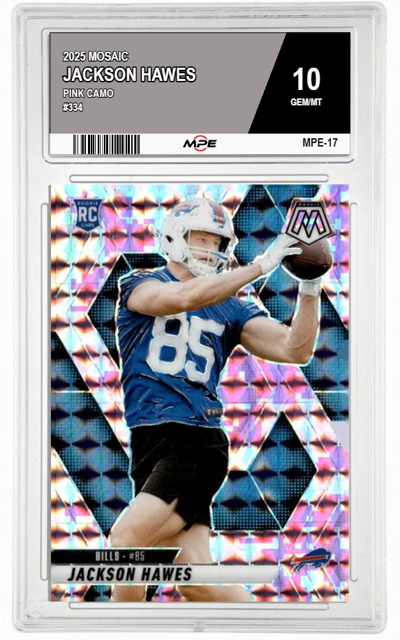 2025 MOSAIC PINK CAMO #334 JACKSON HAWES MPE 10 GEM/MT — graded card auctioned from the MPE vault