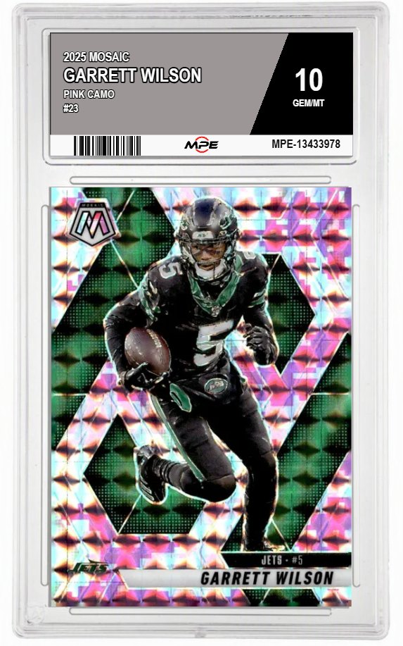 2025 MOSAIC PINK CAMO #23 GARRETT WILSON MPE 10 GEM/MT — graded card auctioned from the MPE vault