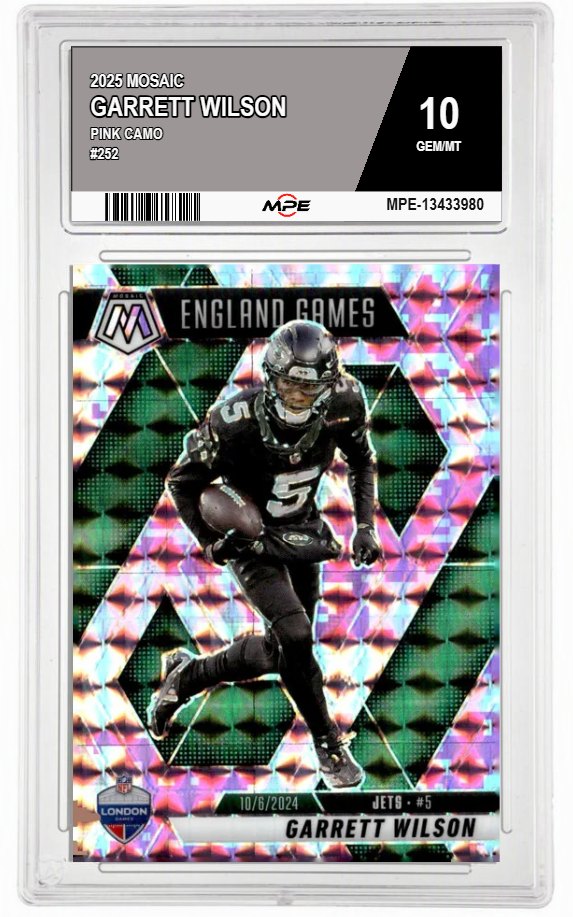 2025 MOSAIC PINK CAMO #252 GARRETT WILSON MPE 10 GEM/MT — graded card auctioned from the MPE vault