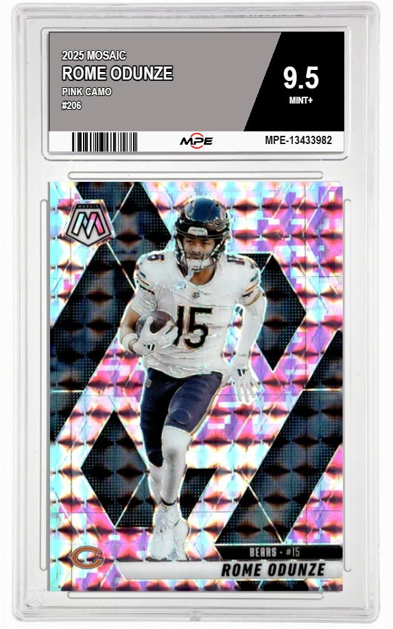 2025 MOSAIC PINK CAMO #206 ROME ODUNZE MPE 9.5 MINT+ — graded card auctioned from the MPE vault