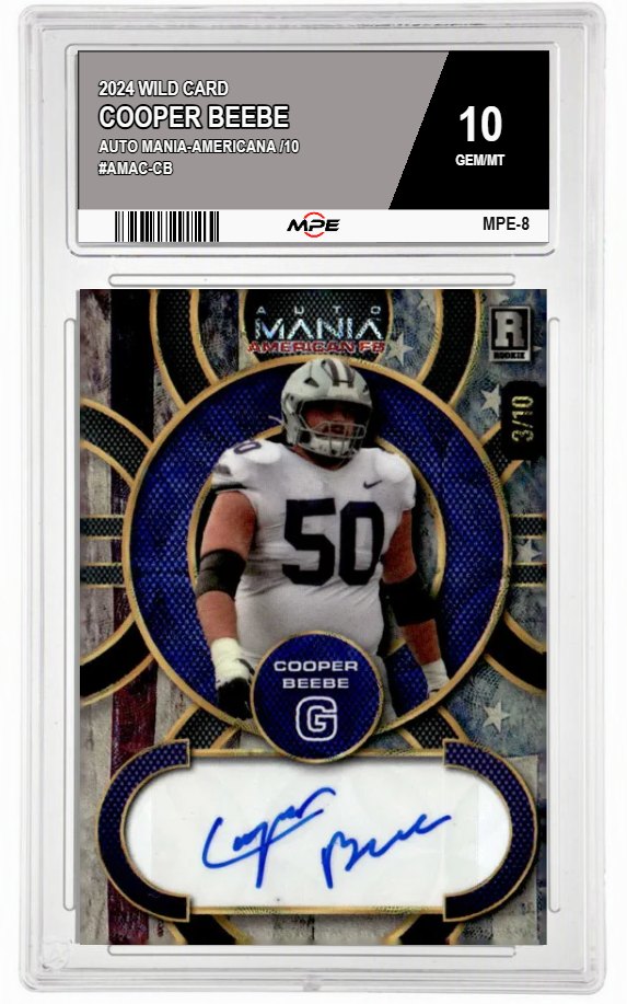 2024 WILD CARD AUTO MANIA-AMERICANA /10 #AMAC-CB COOPER BEEBE MPE 10 GEM/MT — graded card auctioned from the MPE vault