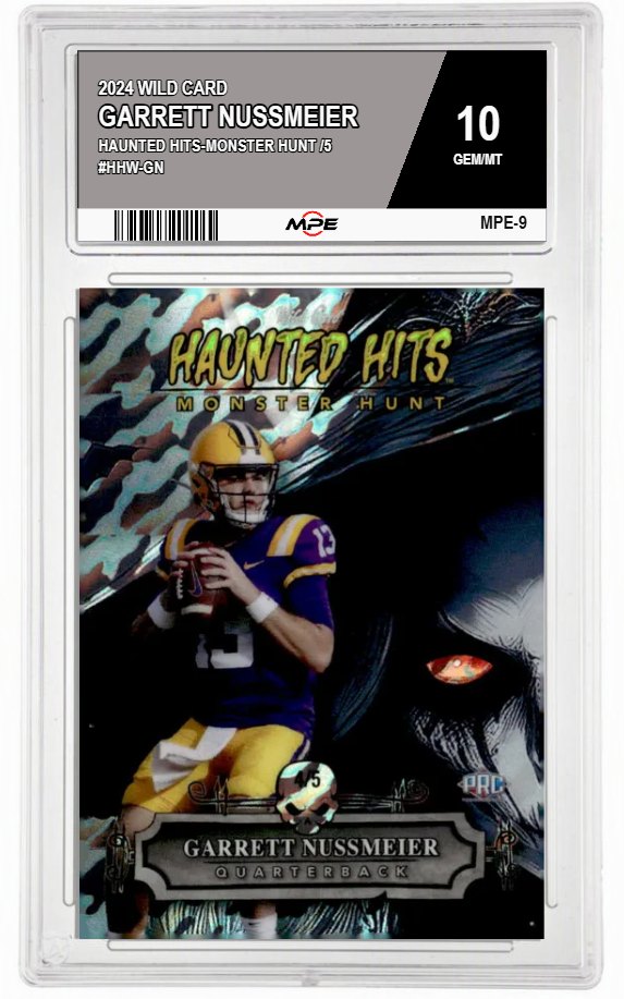 2024 WILD CARD HAUNTED HITS-MONSTER HUNT /5 #HHW-GN GARRETT NUSSMEIER MPE 10 GEM/MT — graded card auctioned from the MPE vault