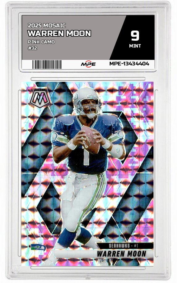 2025 MOSAIC PINK CAMO #32 WARREN MOON MPE 9 MINT — graded card auctioned from the MPE vault