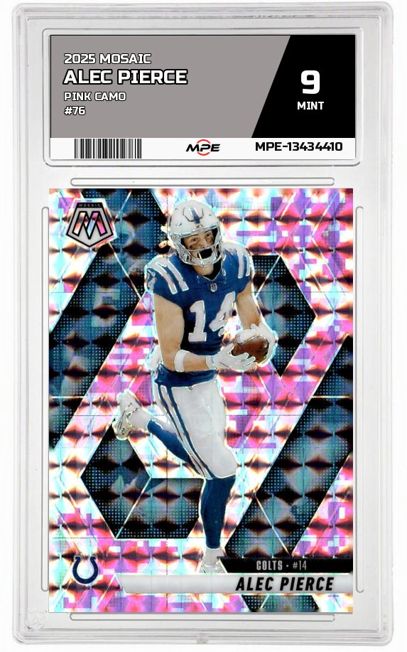 2025 MOSAIC PINK CAMO #76 ALEC PIERCE MPE 9 MINT — graded card auctioned from the MPE vault