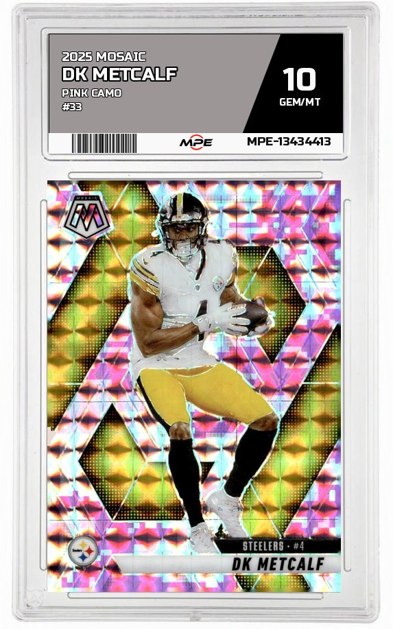 2025 MOSAIC PINK CAMO #33 DK METCALF MPE 10 GEM/MT — graded card auctioned from the MPE vault