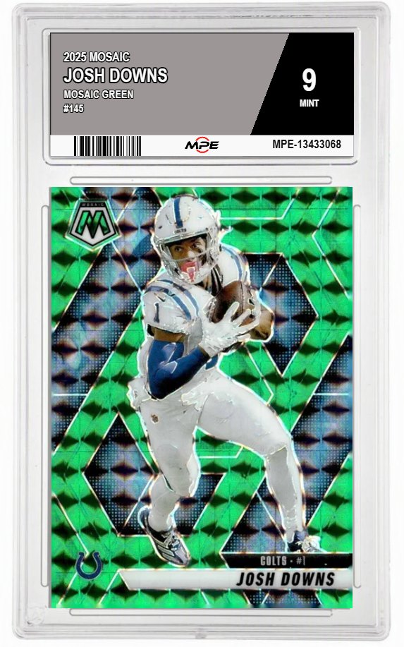 2025 MOSAIC MOSAIC GREEN #145 JOSH DOWNS MPE 9 MINT — graded card auctioned from the MPE vault