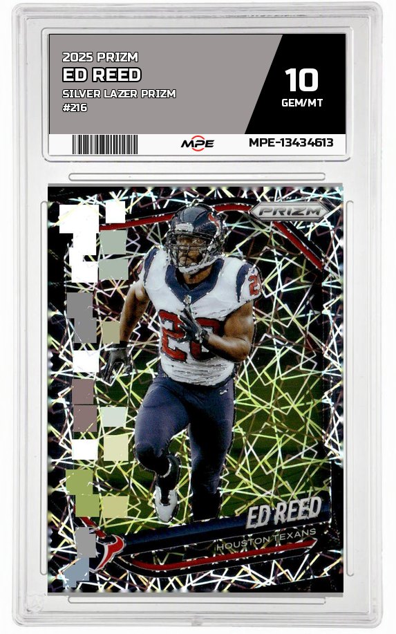 2025 PRIZM SILVER LAZER PRIZM #216 ED REED MPE 10 GEM/MT — graded card auctioned from the MPE vault