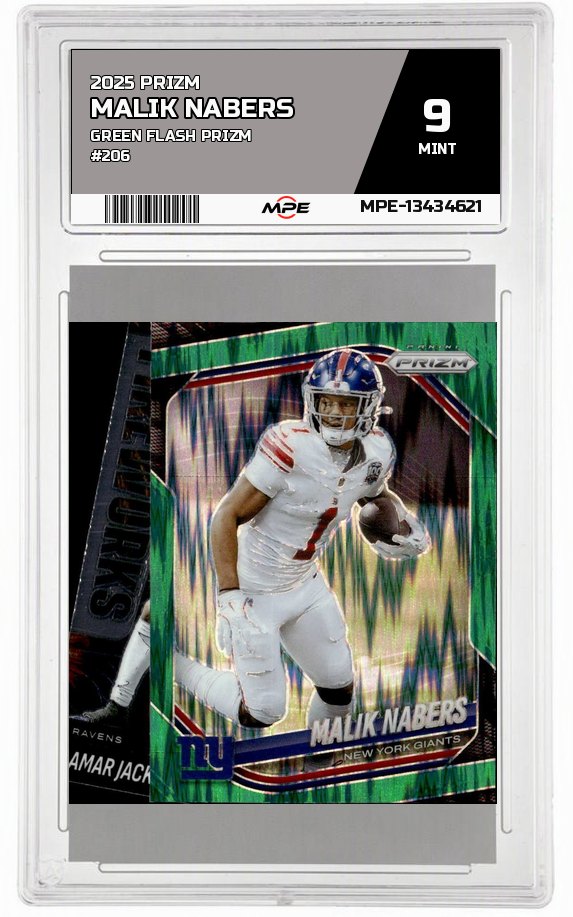 2025 PRIZM GREEN FLASH PRIZM #206 MALIK NABERS MPE 9 MINT — graded card auctioned from the MPE vault