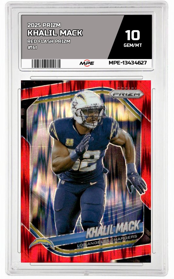 2025 PRIZM RED FLASH PRIZM #161 KHALIL MACK MPE 10 GEM/MT — graded card auctioned from the MPE vault