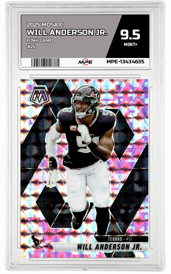 2025 MOSAIC PINK CAMO #24 WILL ANDERSON JR. MPE 9.5 MINT+ — graded card up for auction