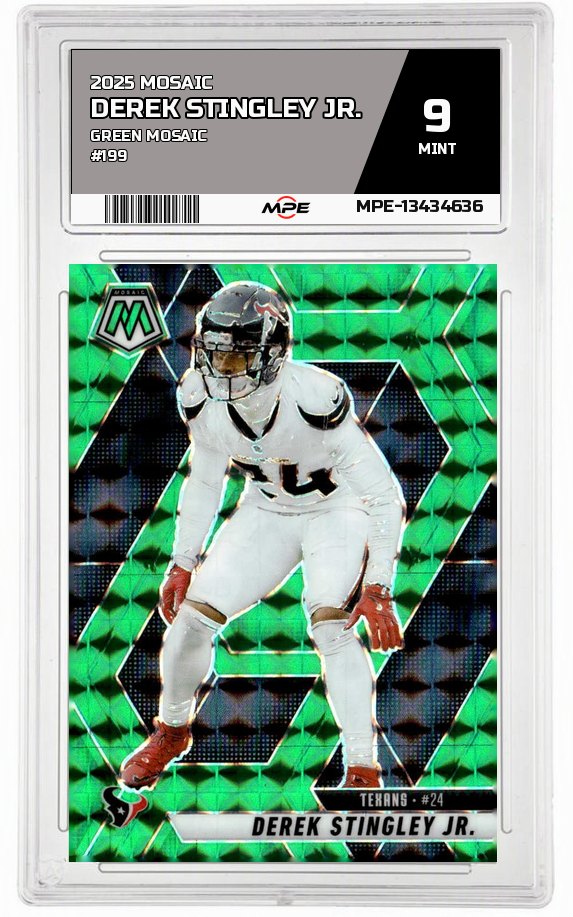 2025 MOSAIC GREEN MOSAIC #199 DEREK STINGLEY JR. MPE 9 MINT — graded card auctioned from the MPE vault