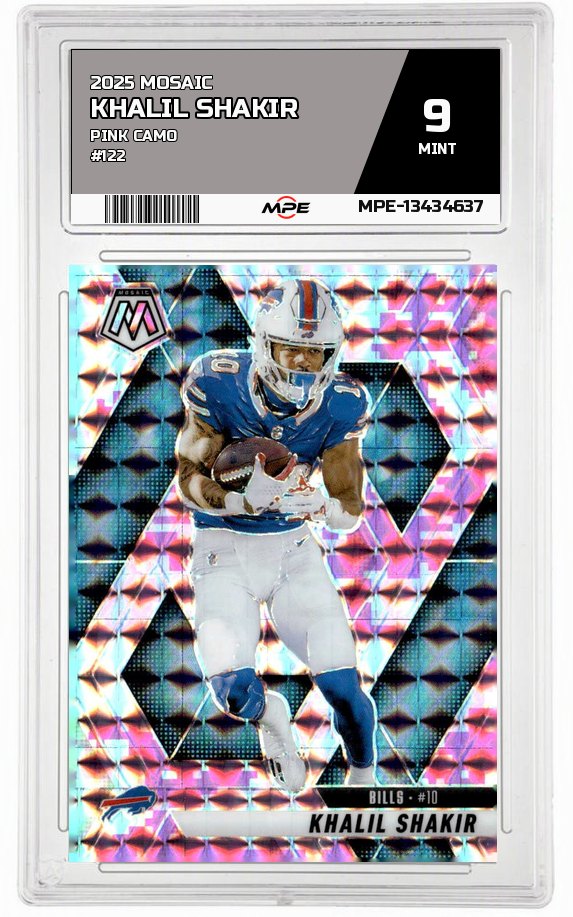 2025 MOSAIC PINK CAMO #122 KHALIL SHAKIR MPE 9 MINT — graded card auctioned from the MPE vault