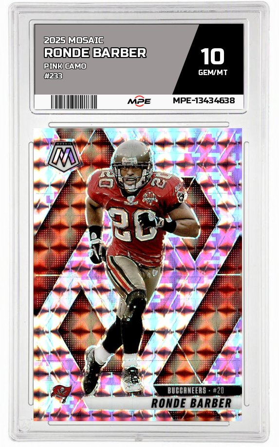 2025 MOSAIC PINK CAMO #233 RONDE BARBER MPE 10 GEM/MT — graded card auctioned from the MPE vault