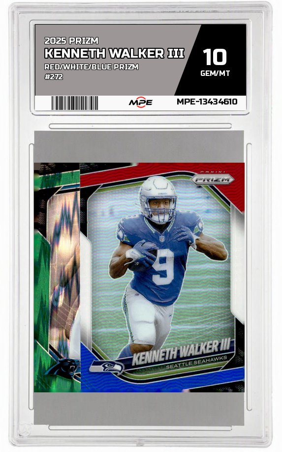 2025 PRIZM RED/WHITE/BLUE PRIZM #272 KENNETH WALKER III MPE 10 GEM/MT — graded card auctioned from the MPE vault