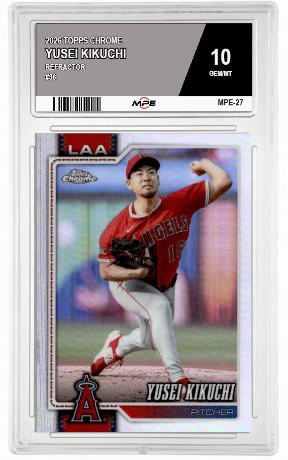 2026 TOPPS CHROME REFRACTOR #36 YUSEI KIKUCHI MPE 10 GEM/MT — graded card auctioned from the MPE vault