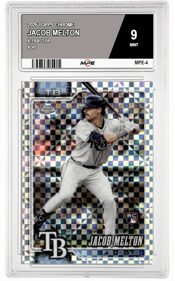 2026 TOPPS CHROME X-Fractor #245 JACOB MELTON MPE 9 MINT — graded card auctioned from the MPE vault