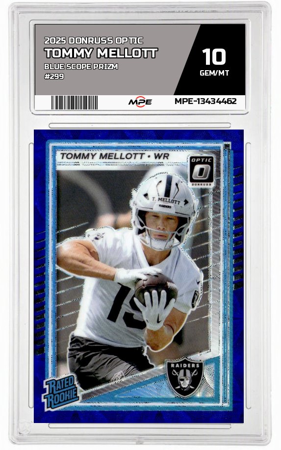 2025 DONRUSS OPTIC BLUE SCOPE PRIZM #299 TOMMY MELLOTT MPE 10 GEM/MT — graded card up for auction